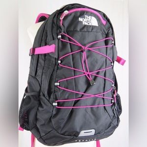 The north face black and pink backpack